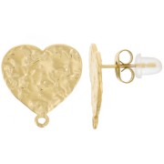 Pendientes corazón martillado 16x15 mm - Acero inoxidable 316L dorado x2