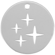 Colgante redondo de 13 mm - motivo 4 estrellas - Plata de ley 925 x1