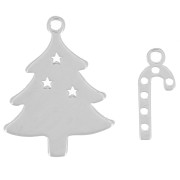 Charms Árbol de Navidad 15x12 mm y caña de azúcar 10x4 mm - Plata 925 x2