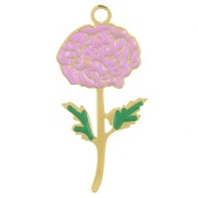 Colgante flor de nacimiento 21x10mm Crisantemo de noviembre - Acero inoxidable 316L dorado