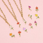 Colgante flor de nacimiento 21x10mm Crisantemo de noviembre - Acero inoxidable 316L dorado