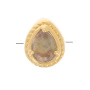 Cuenta de gota de 6x4 mm con vidrio tintado - chapado en oro de 3 micras - Gris x1