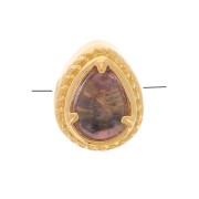 Cuenta gota 6x4 mm con cristal tintado engarzado - baño de oro de 3 micras - Rosa viejo