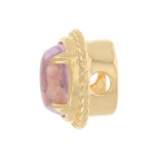 Cuenta ovalada 6x4 mm con juego de cristales tintados - baño de oro de 3 micras - Rosa x1