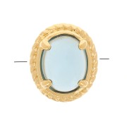 Cuenta ovalada 6x4 mm con cristal tintado - 3 micras baño de oro - Azul x1