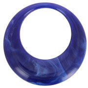 Colgante redondo hueco de resina opaca 44 mm - Azul marino jaspeado x1