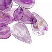 Lentejuelas de pétalos de flores curvados de 24,5 mm en acrílico - Mármol morado oscuro x6