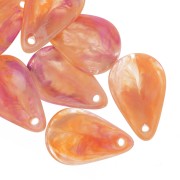 Lentejuelas de pétalos de flores curvadas de 24,5 mm en acrílico jaspeado naranja - fucsia x6