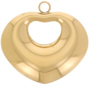 Colgantes corazón abombado 25,5x27 mm - Acero inoxidable 316L dorado x2