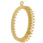 Colgante ovalado decorado con corona - cabujón 25x18 mm - chapado en oro de 3 micras