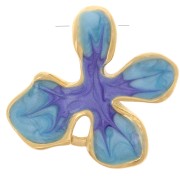 Colgante flor 19x20 mm con resina epoxi - Acero inoxidable 304L Dorado - Multi Azul