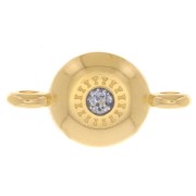 Entrepieza redonda con resina epoxi 17,5x9 mm - Dorado con oro fino - Gris purpurina