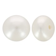 Perlas de agua dulce redondas semiperforadas aplanadas 6 mm - Clase AAA - Blancas x2