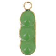 Colgante vaina de guisante 21x7 mm resina epoxi - Acero inoxidable 304L Dorado - Verde