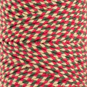 Cordón de algodón trenzado de 2,5 mm - made in France - Rojo - Verde - Dorado x1m