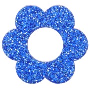 Colgante flor acrílico 18 mm - Azul real purpurina x1