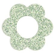 Colgante flor acrílico 18 mm - Brillo verde musgo x1