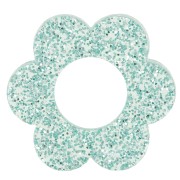 Colgante flor acrílico 18 mm - Purpurina azul esmerilado x1