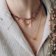 Cuenta arandela de 8 mm con óxido de circonio - Dorado con Oro fino - Verde x1