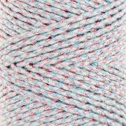 Cordón de algodón trenzado de 2,5 mm - made in France - Multi Azul - Rosa Dorado x1m