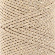 Bobina de cordón de algodón trenzado de 2,5 mm - made in France - Beige - Dorado x100m