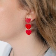 Tachuelas acrílicas corazón 14x15,5 mm - Naranja purpurina x2
