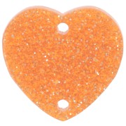 Entrepieza corazón acrílico 15x16,5 mm - Purpurina naranja x1