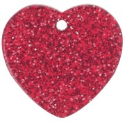 Lentejuela corazón acrílico 15x16,5 mm - Rojo purpurina x1