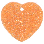 Lentejuela corazón acrílico 15x16,5 mm - Purpurina naranja x1