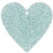 Colgante corazón acrílico 31x32 mm - Azul glitter esmerilado x1
