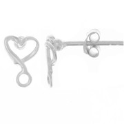 Ganchos pendientes diseño corazón 9x6 mm con anilla cerrada - Plata 925 x2