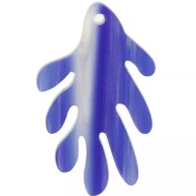 Colgante coral 30x18 mm en acetato - Rayado - Azul oscuro - Blanco nacarado x1