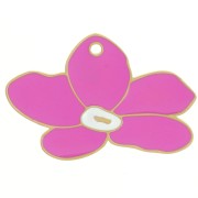Dije flor de pensamiento 13x20 mm resina epoxi - Acero inoxidable 304L Dorado - Magenta x1