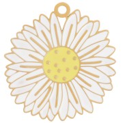 Colgante Flor Margarita 20.5mm Resina Epoxi - Acero inoxidable 304L Dorado - Blanco x1