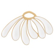 Colgante margarita 13x20 mm resina epoxi - Acero inoxidable 304L Dorado - Blanco x1