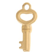 Dije de llave en forma de corazón 20x9 mm - Acero inoxidable 304L Dorado x1