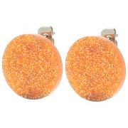 Ganchos pendientes acrílicos redondos de 15 mm - purpurina naranja x2