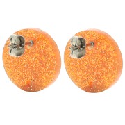Ganchos pendientes acrílicos redondos de 15 mm - purpurina naranja x2