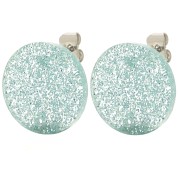 Ganchos pendientes redondos de acrílico de 15 mm - purpurina esmerilada azul x2