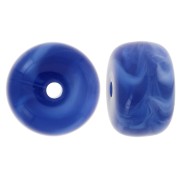 Cuenta arandela acrílica 14,5x9 mm agujero grande - Azul oscuro jaspeado x20