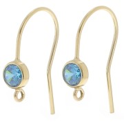 Pendientes gancho y circonita 16 mm - Gold filled (laminado oro) - Azul x2