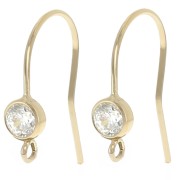 Pendientes de gancho y circonita 16mm - Gold filled Crystal x2