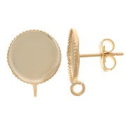 Ganchos pendientes para cabujón placa posterior 12mm - parte posterior abierta - Dorado x2