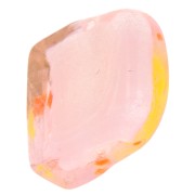 Cuenta de cristal cuadrada 15x15 mm - Corazón - Rosa claro - Amarillo x1