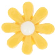Cabujón flor resina 16 mm - Amarillo oscuro - Blanco x1