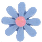 Cabujón flor resina 16 mm - Azul vaquero - Rosa x1