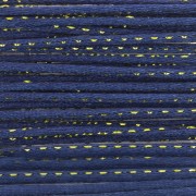Cuerda de cola de rata de nylon de 1,8 mm con hilo metálico - Azul oscuro - Dorado x3m
