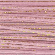 Cordón de nylon cola de rata 1,8 mm con hilo metálico - Rosa - Dorado x3m