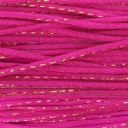 Cordón de cola de rata de nylon de 1,8 mm con hilo metálico - Fucsia - Dorado x3m