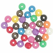 Surtido de cuentas redondas aplanadas 8,5x7 mm en hueso teñido - Multicolor x35g